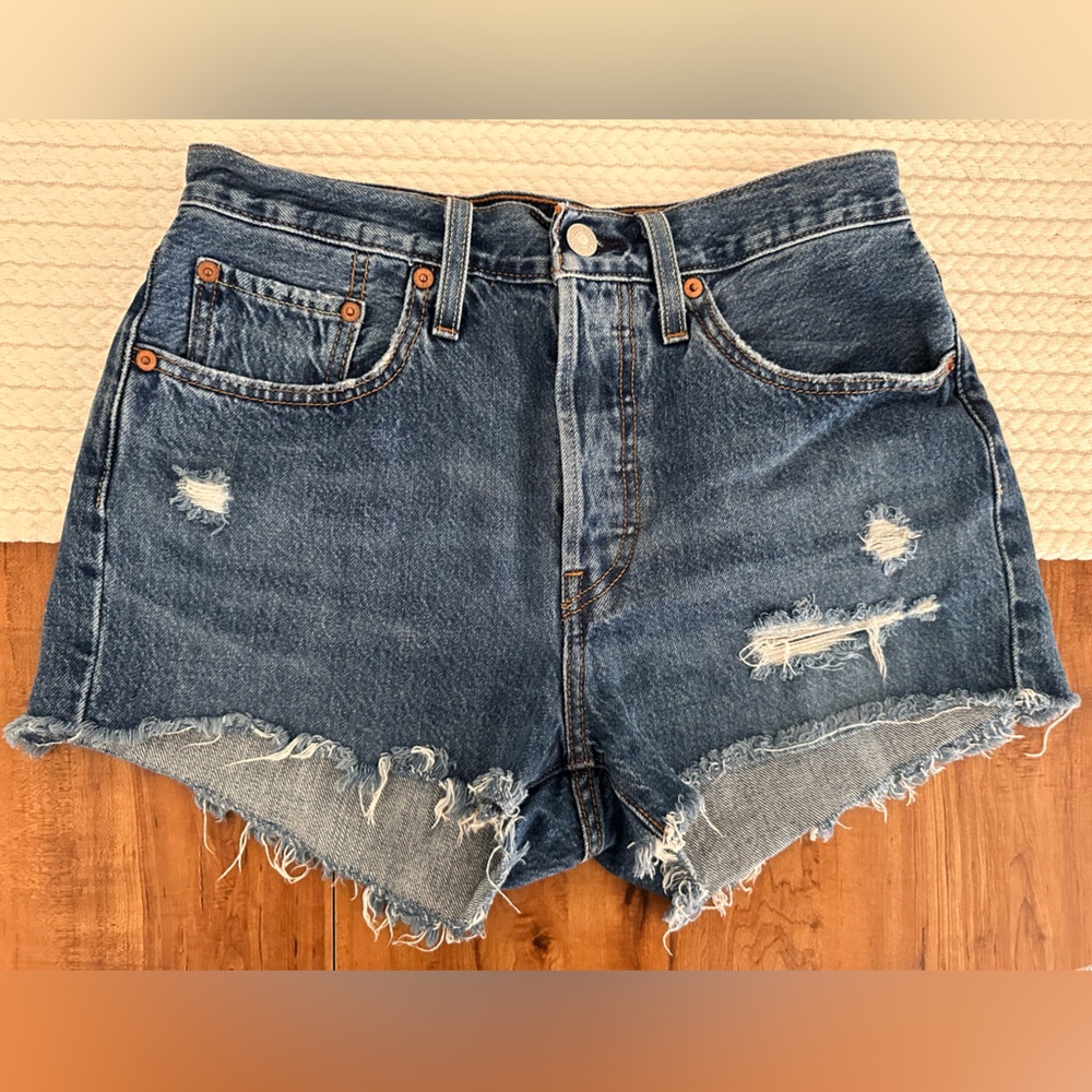 Levi's Distressed Blue Jean Shorts for Women